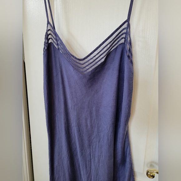 Victoria’s Secret 100% Silk Slip Dress Nightgown Blue Mesh Strappy Neck Large - Picture 3 of 8